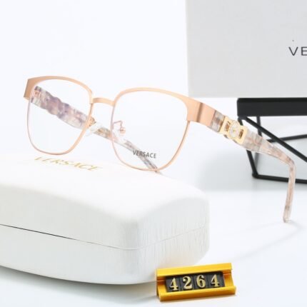 Versace gold and pink patterned logo optical glasses