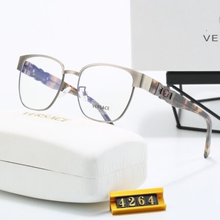 Versace gray and blue-grey patterned optical glasses with logos