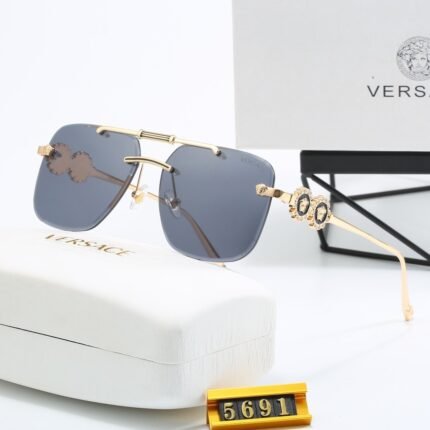 VERSACE pilot gold and black square sunglasses