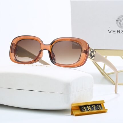 VERSACE Orange Beige Edge and Brown Oval Flat Frame Suneye