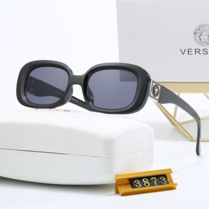 VERSACE black and dark blue oval flat frame sunglasses