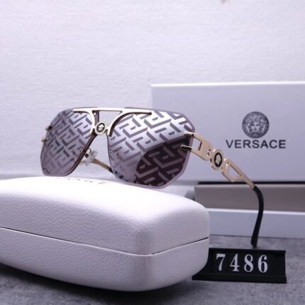 VERSACE borderless pilot gray printed sunglasses