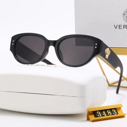 VERSACE black and dark gray oval sunglasses