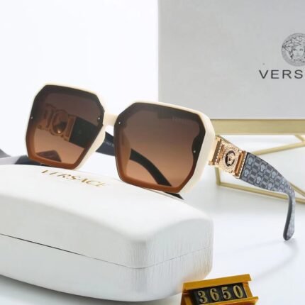 VERSACE beige and brown patterned decorative sunglasses