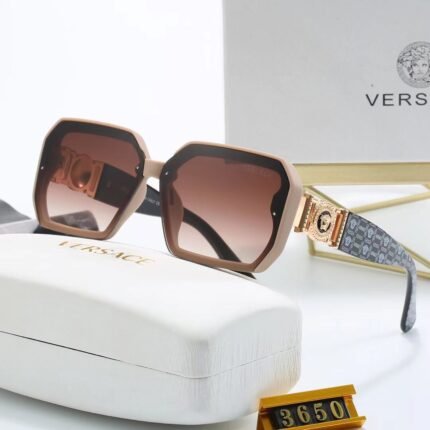 VERSACE khaki and burgundy gradient pattern decoration sunglasses