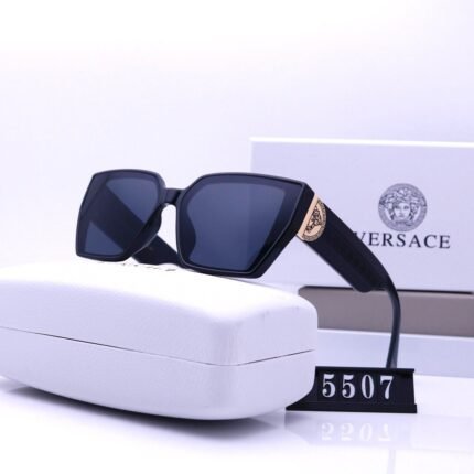 VERSACE black and dark blue boxed large frame trendy sunglasses