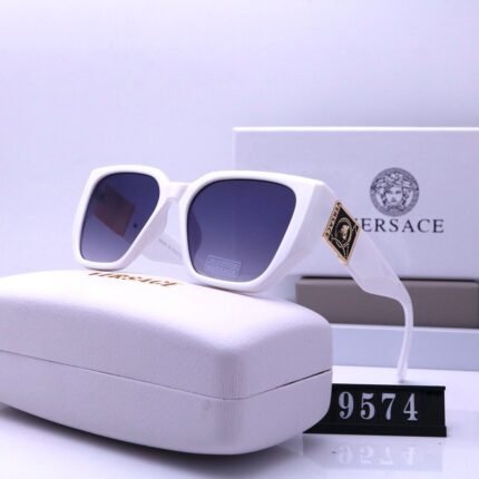 VERSACE white and dark purple square polarized sunglasses