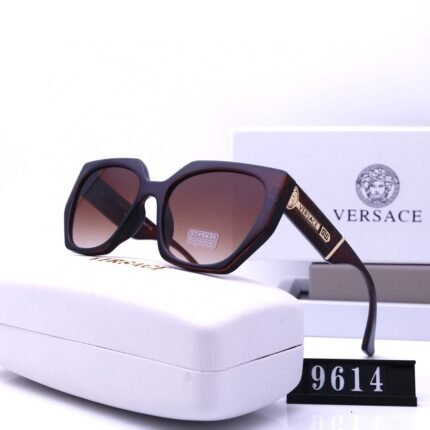 VERSACE dark brown pentagonal frosted sunglasses