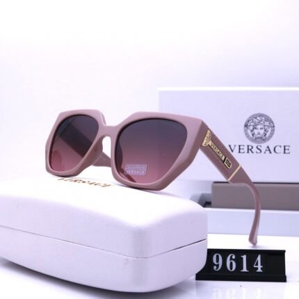 VERSACE gray purple pentagonal frosted sunglasses