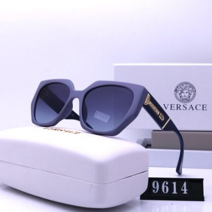VERSACE blue and black pentagonal frosted sunglasses