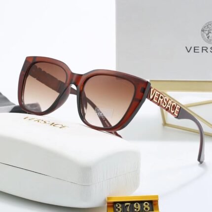 VERSACE wine red edges and brown gradient square large frame sunglasses