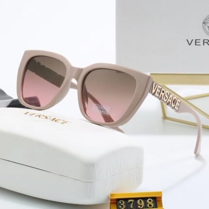 VERSACE khaki and green pink gradient square large frame sunglasses