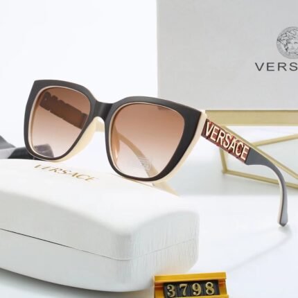 VERSACE flesh colored and black edged with flesh colored gradient square large frame sunglasses