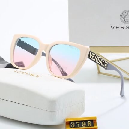VERSACE beige black border and blue pink gradient square large frame sunglasses