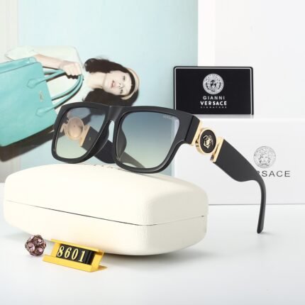 VERSACE black thick frame and light green gradient lenses sunglasses
