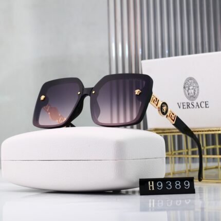 VERSACE black and dark purple square sunglasses
