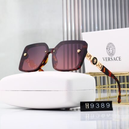 VERSACE Havana and purple gradient square sunglasses