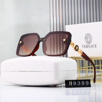 VERSACE wine red and brown gradient square sunglasses