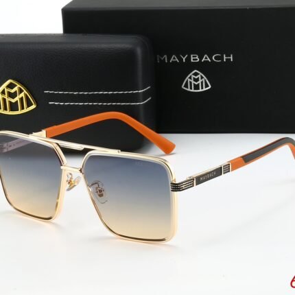 Maybach Gold and Blue Orange Gradient Metal Box Sunglasses Trend