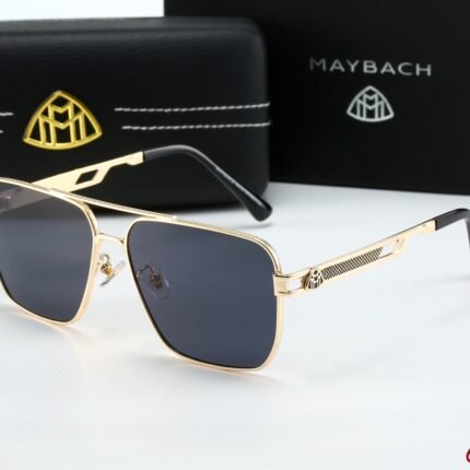 Maybach Gold and Black Pilot Square Sunglasses
