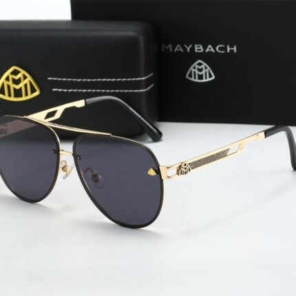 Maybach gold and black metal square and circular frame sunglasses are fashionable