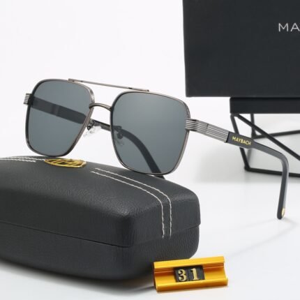Maybach gray and dark gray square striped sunglasses