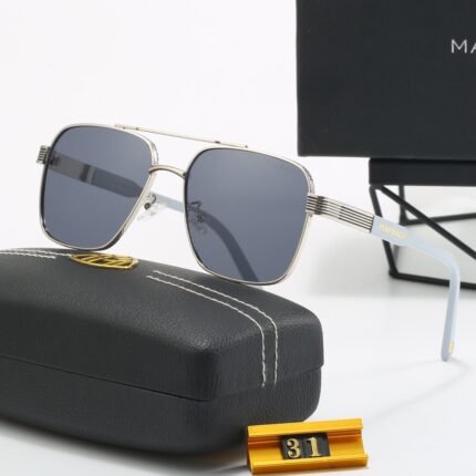 Maybach light blue and dark blue square striped sunglasses