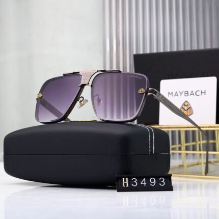 Maybach gray and purple gradient square large frame sunglasses are fashionable and personalized