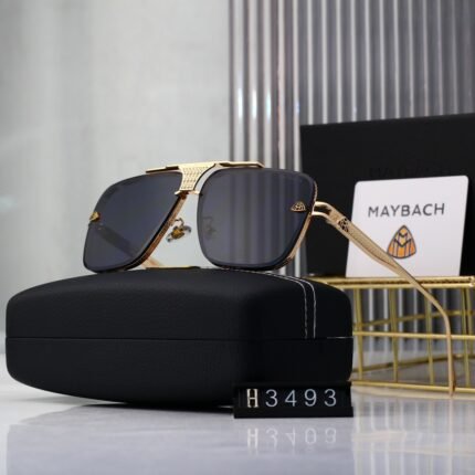 Maybach gold and black square large frame sunglasses are fashionable and personalized