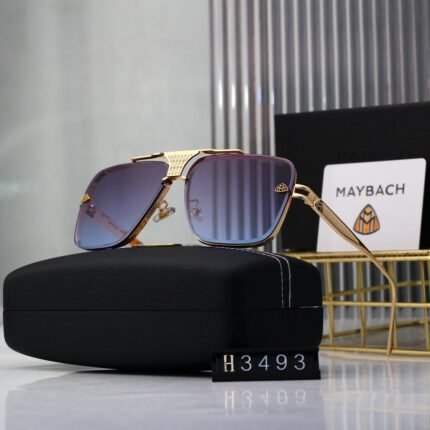 Maybach gold and purple blue gradient square large frame sunglasses are fashionable and personalized