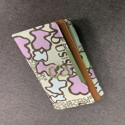 Tous medium beige and block print wallet