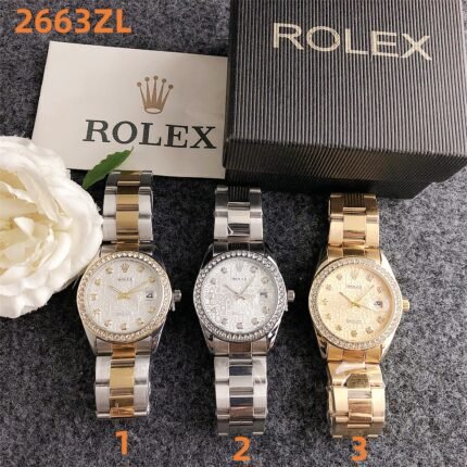 Rolex watch circular minimalist dial metal strap