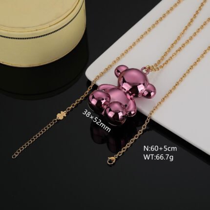 TOUS stainless steel material bright pink gemstone Spanish bear