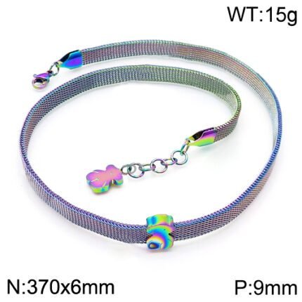 TOUS  2024 New Stainless Steel Gradient Colorful Spanish Bear Necklace Pendant