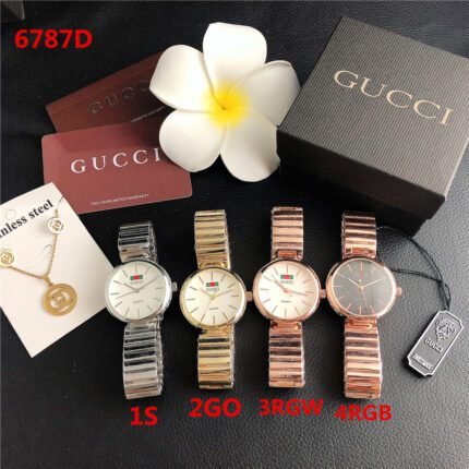 Gucci watch circular minimalist dial steel strip