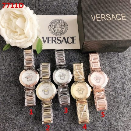 Versace watch circular minimalist dial with metal steel strip