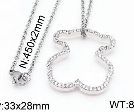 Tous multi-color metal bear gemstone inlaid frame decoration pendant necklace