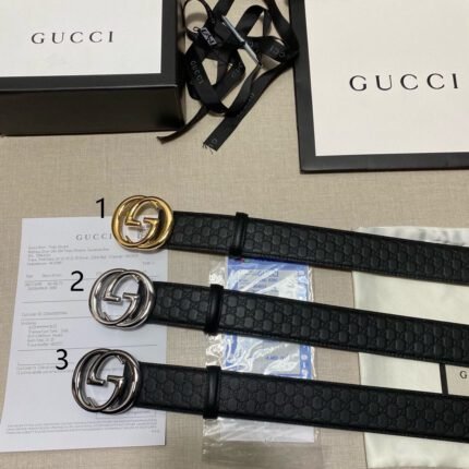 Gucci double G buckle black textured belt, simple and elegant, low-key luxury