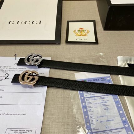 Gucci Double G diamond-encrusted black belt, simple and elegant, elegant and noble
