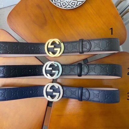 Gucci double G buckle black textured belt, simple and elegant, low-key luxury