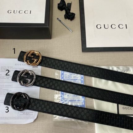 Gucci double G buckle black textured belt, simple and elegant, noble and luxurious