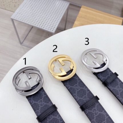 Gucci double G buckle black textured belt, simple and elegant, noble and elegant