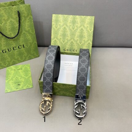 Gucci double G buckle black textured belt, simple and elegant, low-key luxury