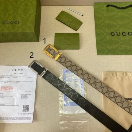 Gucci square buckle brown and beige belt, simple and elegant, exquisite and elegant