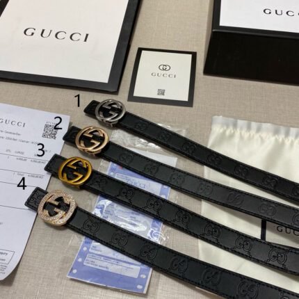 Gucci classic double G buckle black textured belt, simple and elegant, noble and elegant