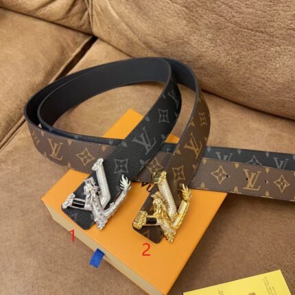 LV dragon pattern luxury black texture belt, high-end, noble and elegant