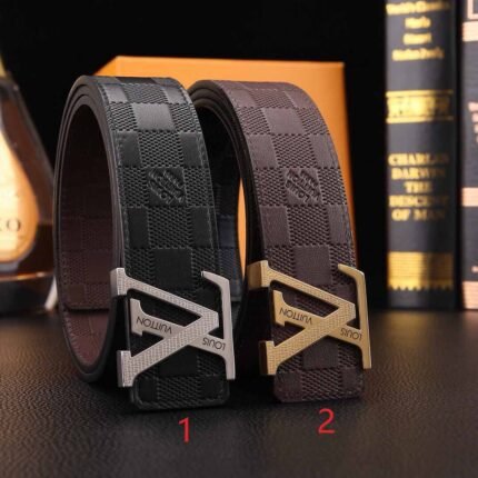 Louis Vuitton V-shaped buckle checkered texture belt, simple and elegant, noble and elegant