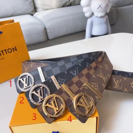 Louis Vuitton round buckle textured belt, simple and fashionable, noble and elegant