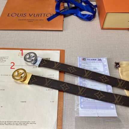 Louis Vuitton round buckle brown textured belt, simple and elegant, noble and luxurious