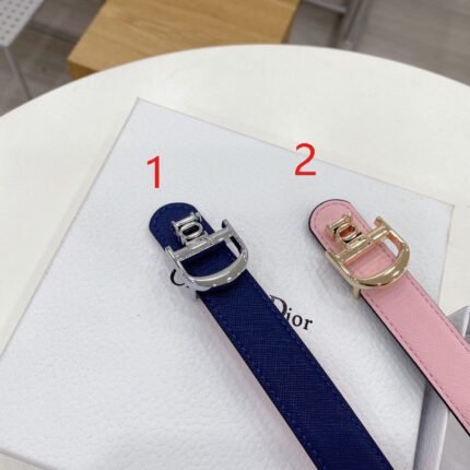Dior Classic D-Buckle Pink Blue Double sided Belt Simple and Elegant, Low key Luxury